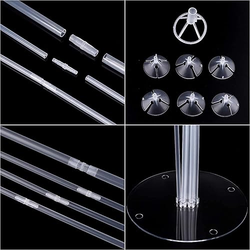 Miniatura 7 de Kit de soporte para globos para decoración de fiestas y bodas, celebraciones, 6 juegos de soportes para globos para mesa con 42 varillas, 42 tazas y