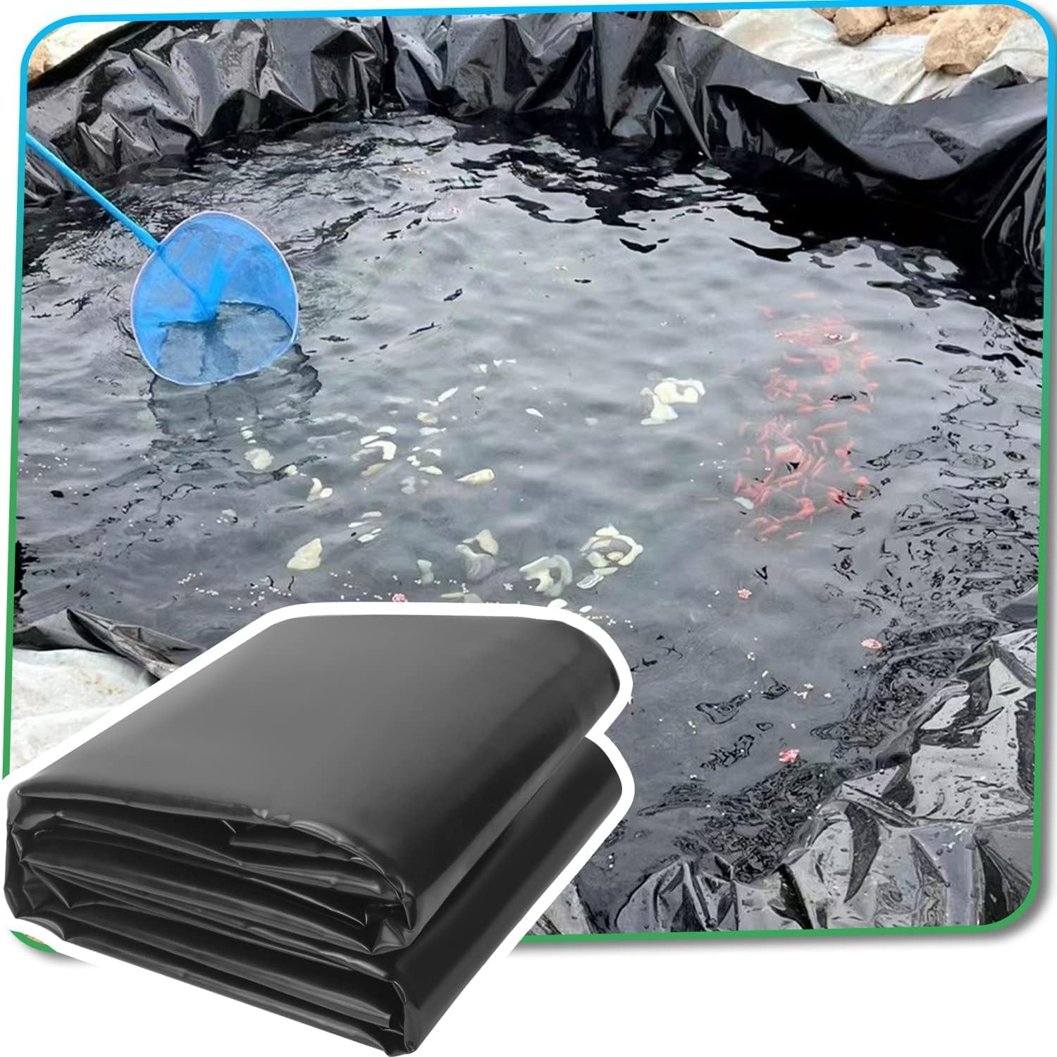 HDPE Black Pond Liner 2x5m - Durable 0.1mm Thick Garden Pool Water Membrane for Outdoor Use, Perfect for Fish Ponds, Water Gardens, and Backyard Landscaping.