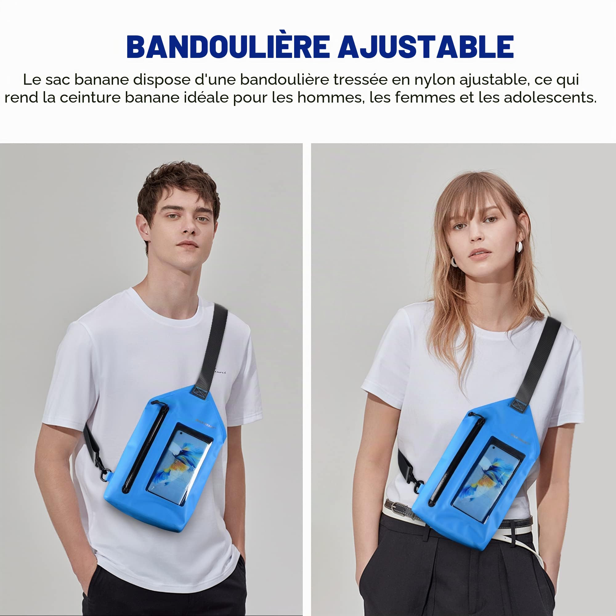 WILD HEART Sac à BandoulièRe éTanche Pochette Mode PlongéE Piscine Plage sous-Marine Pochette EntièRement éTanche PêChe en Mer PlongéE Grande Capacité Sac LéGer
