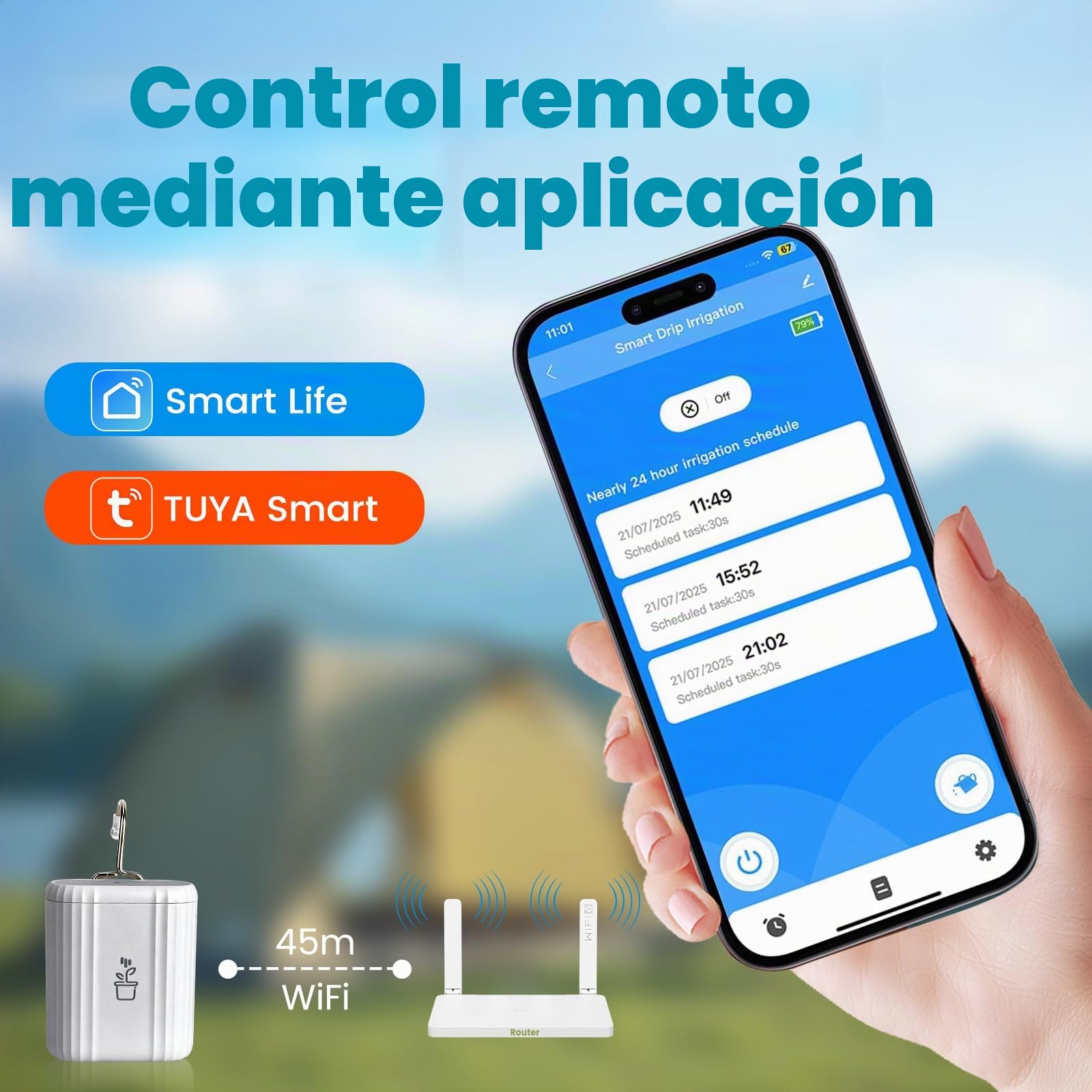 Sistema De Riego Automático Wifi, Sistema De Riego Automático De Plantas En Macetas En Interiores Controlado Por App, Kit De Riego Por Goteo DIY, Con Alarma De Escasez De Agua, Cronómetro Programable