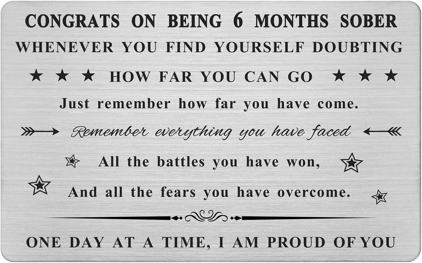 Amazon.com : Emideary 6 Months Sober Engraved Wallet Card Inserts, 180 ...