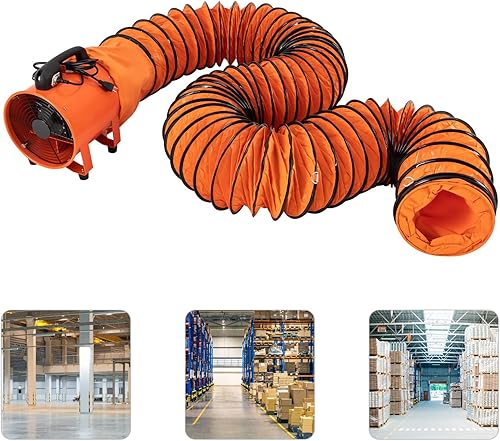 Miniatura 9 de LUGBING Ventilador de utilidad, ventilador portátil de 10 pulgadas, 320 W, soplador de alta velocidad, potente extractor de humos de bajo ruido con