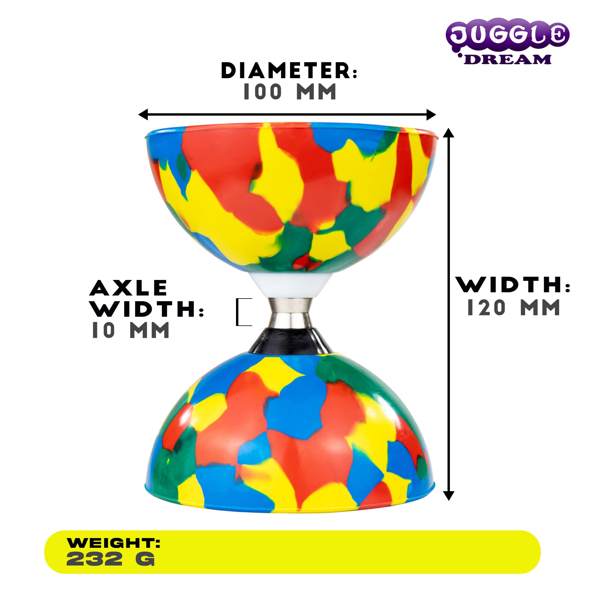 Juggle Dream Jester Cuscinetto a Sfera Diabolo, Bacchette in Alluminio, Video di Apprendimento Online – Giocattolo da Giocoleria Set (Multicolore)