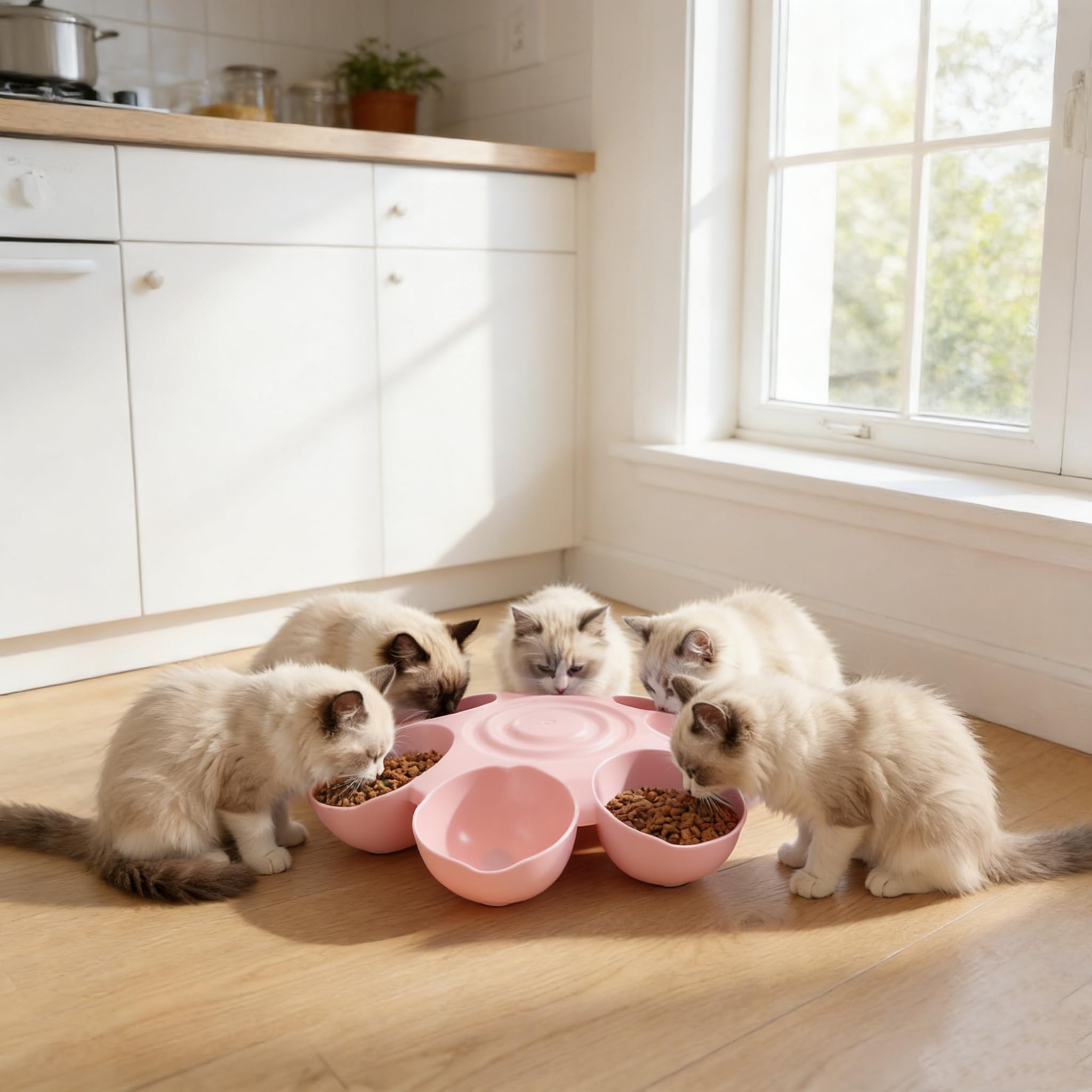 POPETPOP Cuenco de Comida para Gatos con 6 Cuencos, comedero para Mascotas para Gatitos y Cachorros, múltiples Platos para Gatos, comedero múltiple para Gatos de Interior, Platos para Gatos para