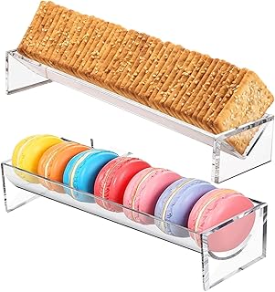 2Pcs Cracker Tray for Serving, Acrylic Biscuit Stand Cracker Server Holder, Rectangular Clear Food Display Holder for Countertop, Home, Wedding Parties and Events