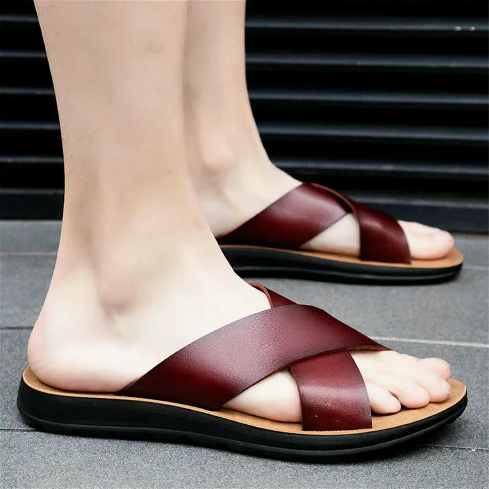 Claquettes Hommes Femme Chaussures Été Pantoufles Plage Slip sur Flats Homme Tongs Sandales-blanc-47