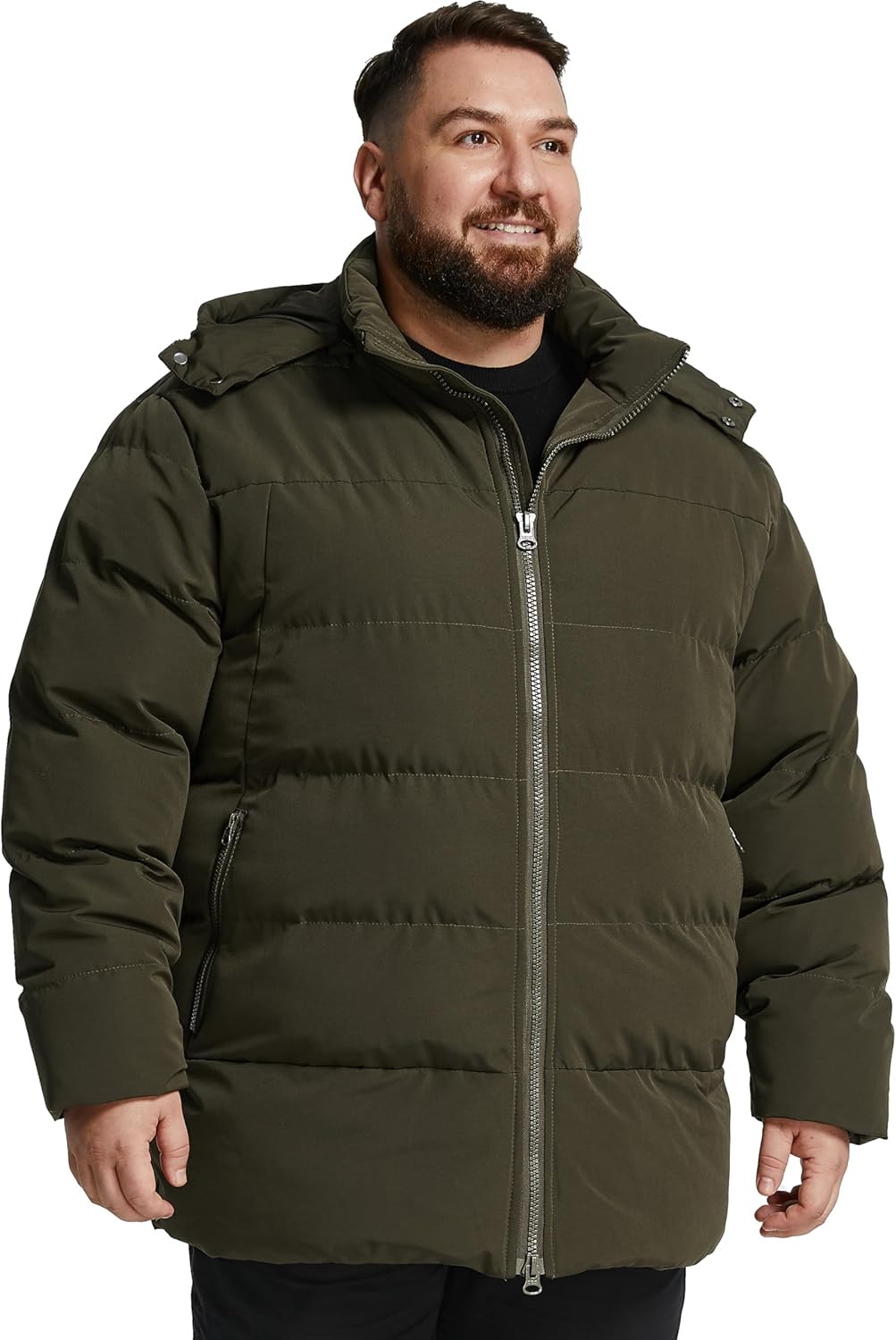 Soularge Men's Big and Tall Winter Puffer Jacket Warm Thicken Coat with Hood - Image 5