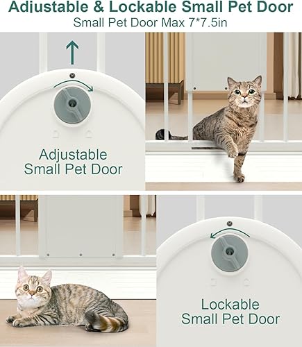 Miniatura 4 de Puerta de bebé con puerta de gato con cierre automático de 29.7 a 40.6 pulgadas, puerta de metal para bebé, escaleras, casa, puerta de seguridad