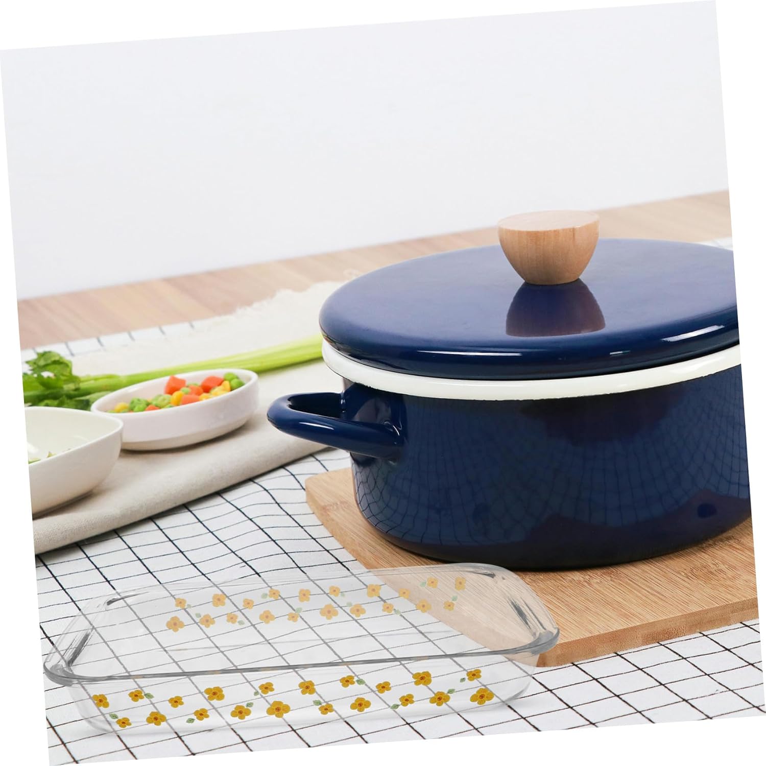 Rectangular Glass Roasting Pan Oven Safe Bakeware for Casseroles Lasagna Steamed Fish Microwave Cooking Heat-resistant Serving Platter for Family Meals