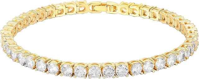 PAVOI 14K Gold Plated Cubic Zirconia Classic Tennis Bracelet | Gold Bracelets for Women | 4mm CZ, Size 6.5-7.5 Inch