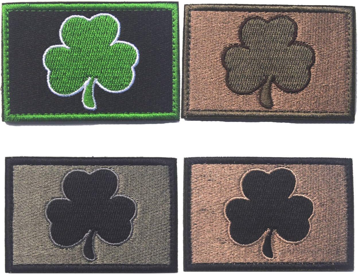 Shamrock Irish Clover Tactical Patch Military with Morale Lucky Hook & Loop 4 Pieces
