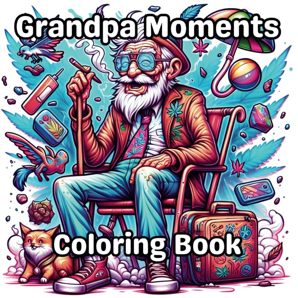 Grandpa Moments: Whimsical Grandpa Relaxation Art for Adults (Coloring Book) - Stress relief and art therapy