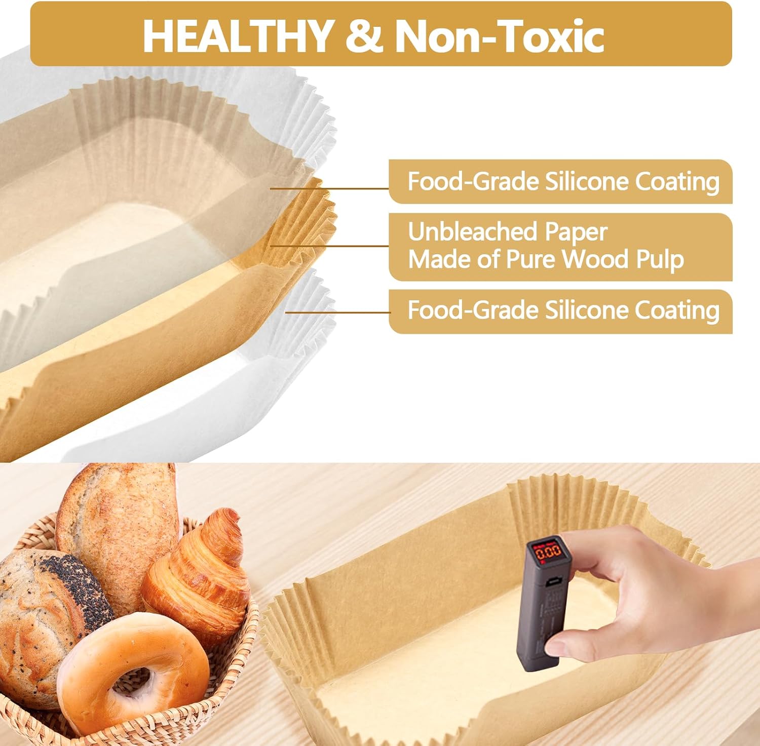 UBeeize 2lb Loaf Pan Liners, 100 PCS Loaf Pan Liners for Baking Bread 9x5, Non-Stick Bread Pan Liners, Pre-formed Rectangle Paper for Bread and Cakes - Image 3