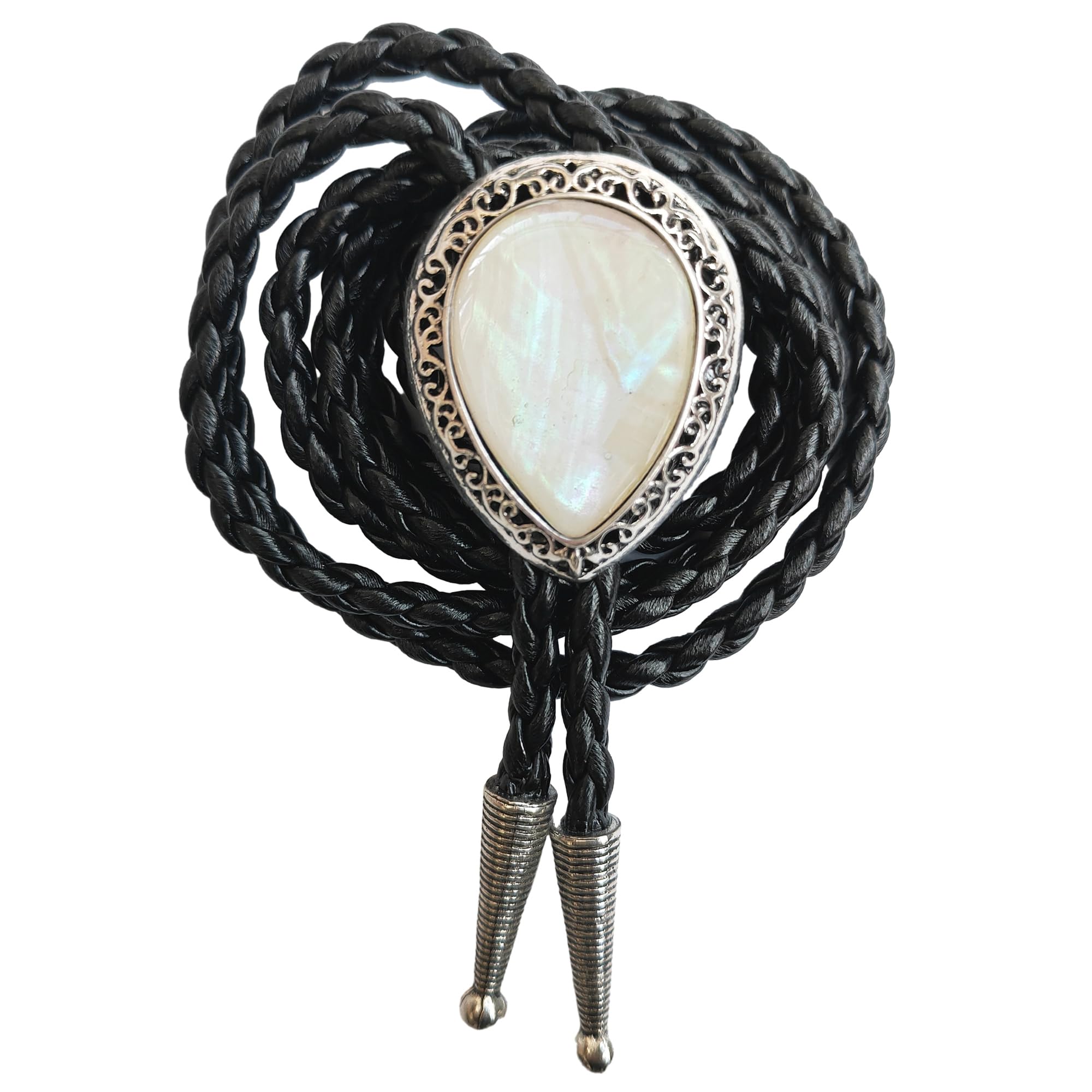 Himongoo Unisex Mother Of Pearl Water Drop Bola Bolo Tie Wedding Necklace For Men Women Western Style Bolo Necktie