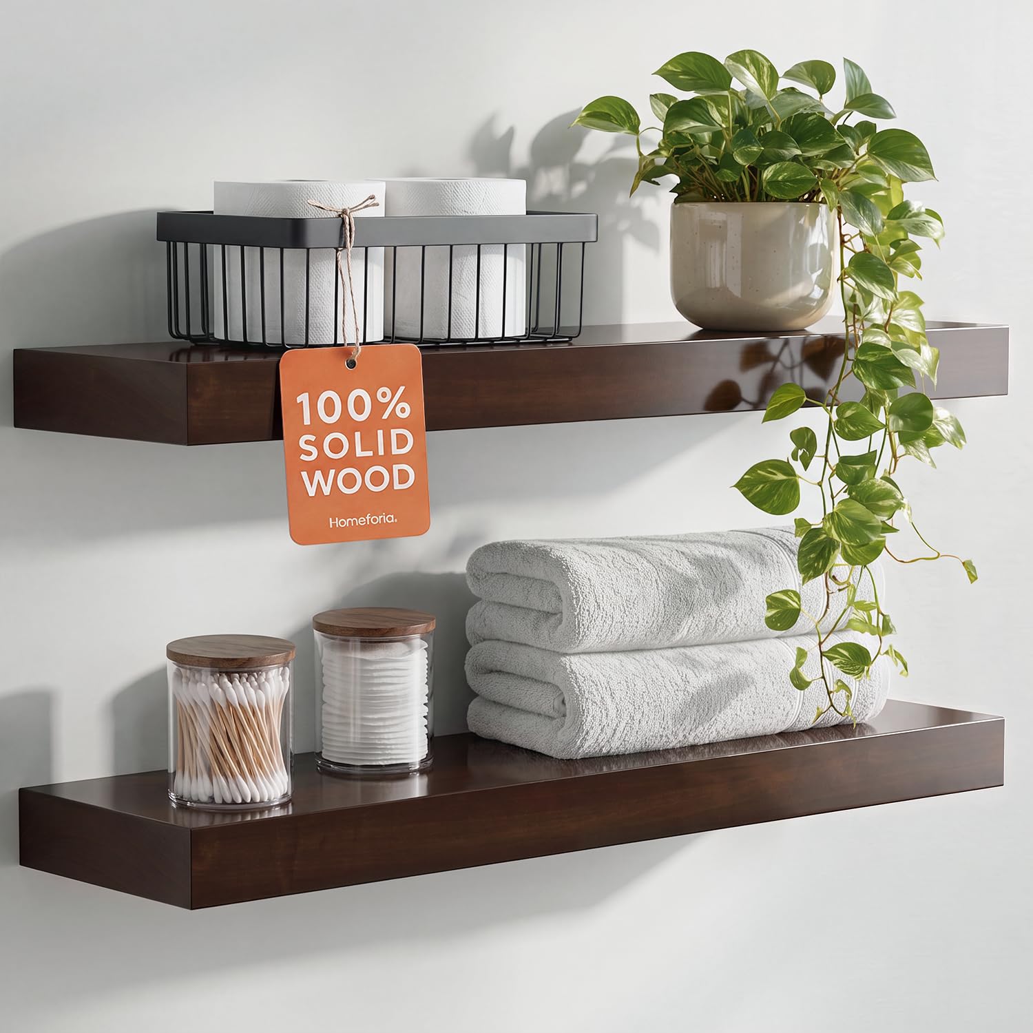 Floating Wall Shelves in American Walnut, 24 Inch