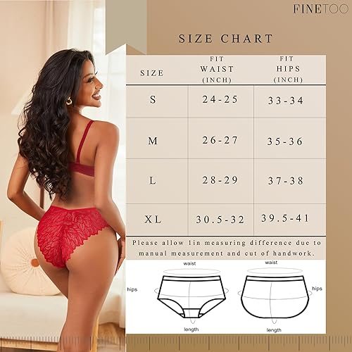 Miniatura 5 de FINETOO Paquete de 6 ropa interior sexy para mujer, sedosas, sin costuras, bragas invisibles, bikini de encaje ligero y atrevido hipster
