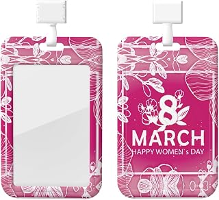 International Women's Day 2024 Id Card Badge with Lanyard,Name Tag Holder, Hard Plastic Id Protector,Card Case for Staffs Teacher Student Doctor Nurse, White