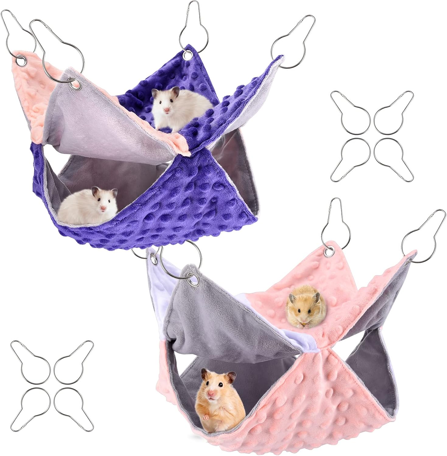 Smilcloud Rat Hammocks, 2 Pack Ferret Hammocks,Pet Cage Hammock Double