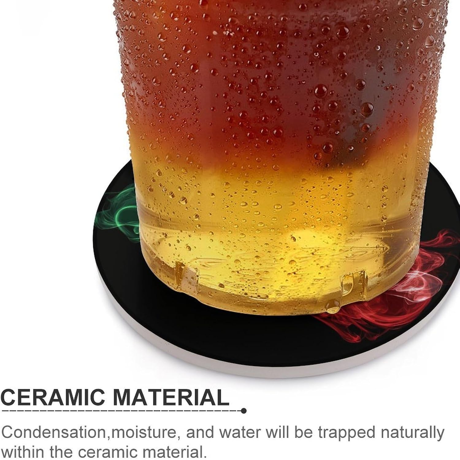 Mexico Mexican Fiag Coasters for Drink Round Ceramic Coaster with Cork Base Home Decorative 6PCS