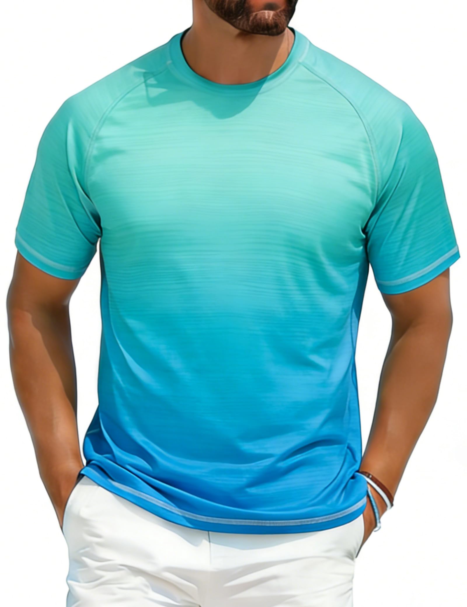 ELETOP Men's Swim Shirts UPF 50+ Short Sleeve Rash Guard Sun Shirts for Beach Fishing