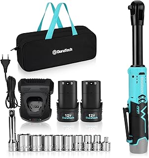 DURATECH Extended Electric Ratchet Wrench, 12V Extended Impact Driver, Wireless Ratchet Wrench, 2 2000mAh Batteries, Fast Charge, Variable Speed Trigger, 60N.m