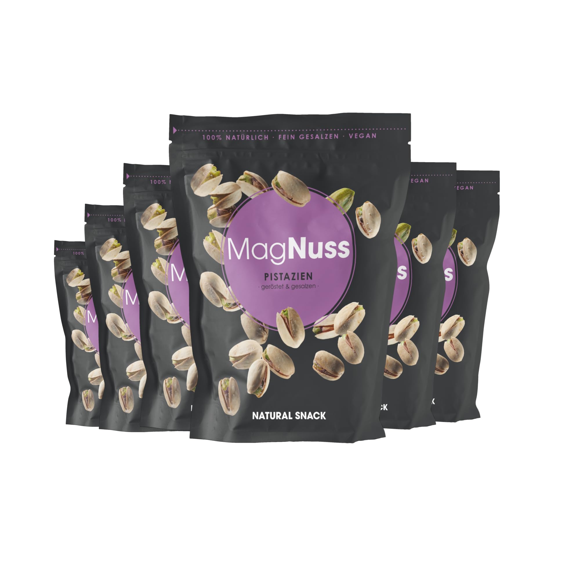 MagNuss Geröstete & gesalzene Pistazien | Knackige Snack-Delikatesse | 6x 200g-Packung | Premium-Qualität | Vegan und glutenfrei