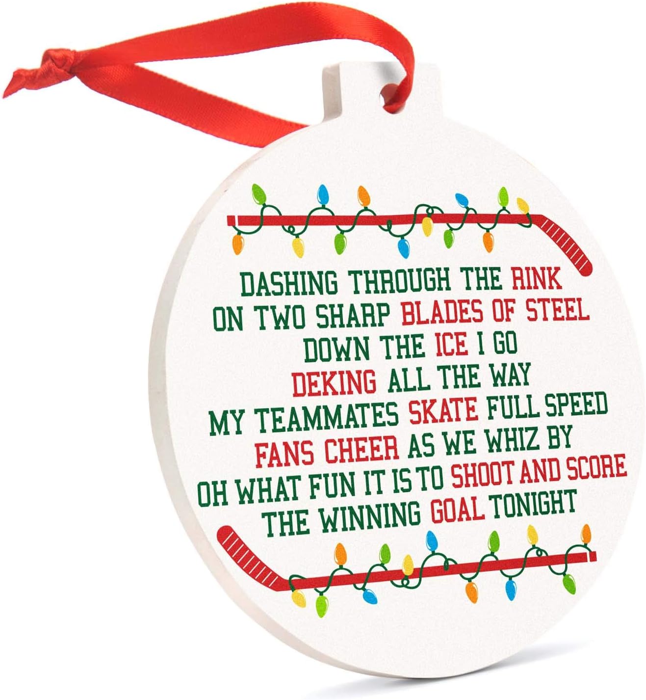 ChalkTalkSPORTS Hockey Round Ceramic Ornament | Jingle All The Way
