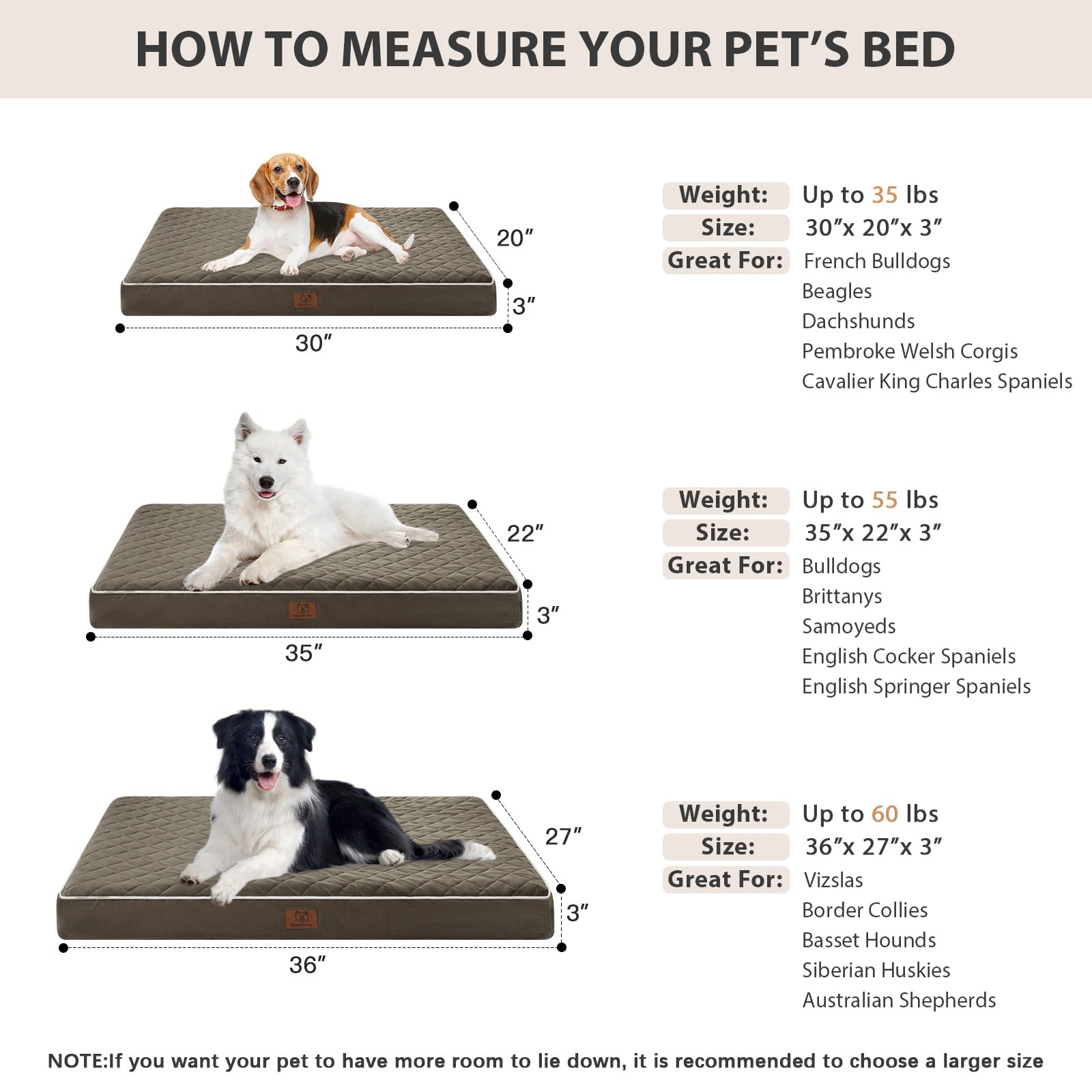 WNPETHOME Orthopedic Waterproof Dog Bed Medium for Comfy Sleeping view 5