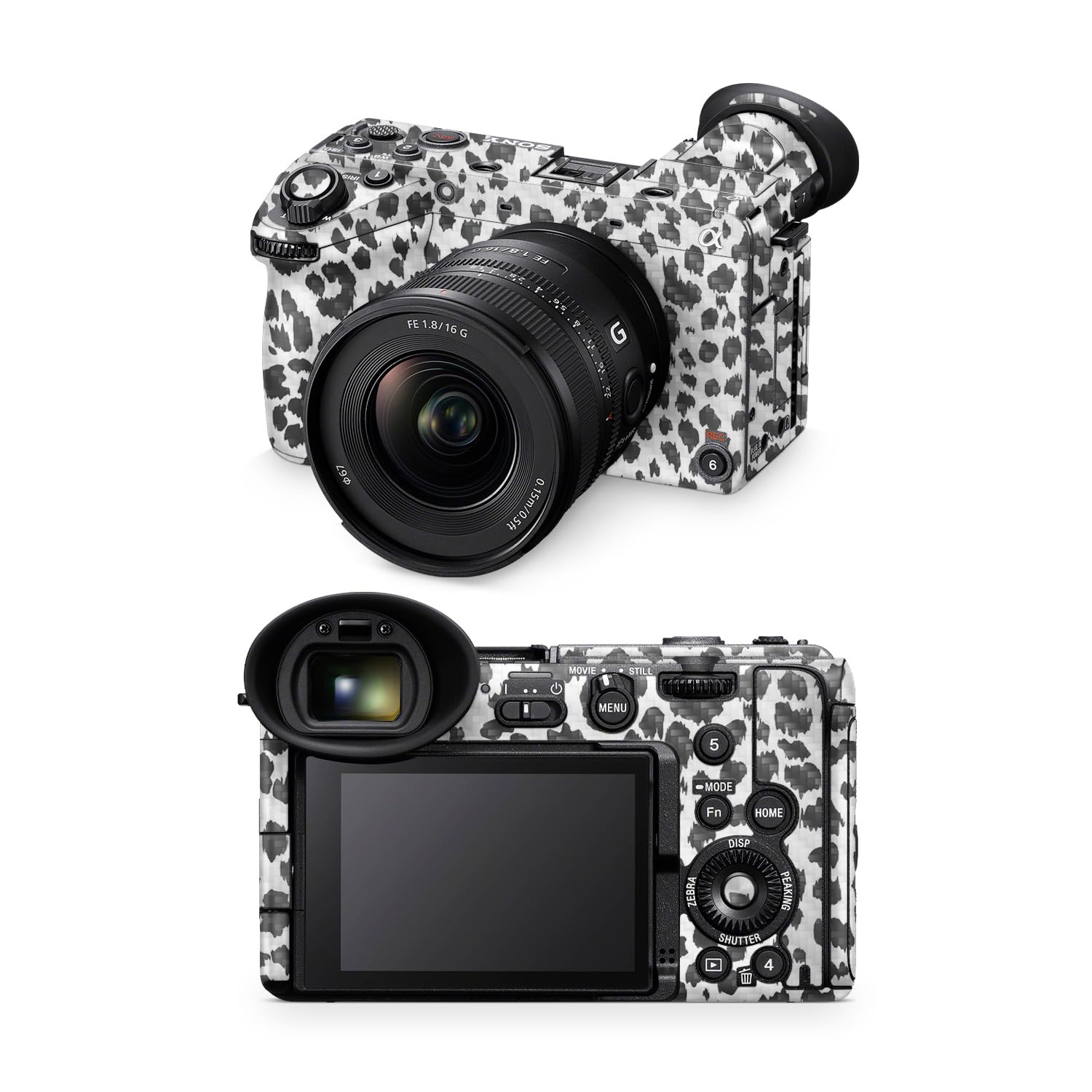 Carbon Fiber Camera Skin Compatible with Sony FX2 Digital Camera (2025) - Snow Leopard Print - Premium 3M Vinyl Protective Wrap Decal Cover - Easy to Apply | Crafted in the USA by MightySkins