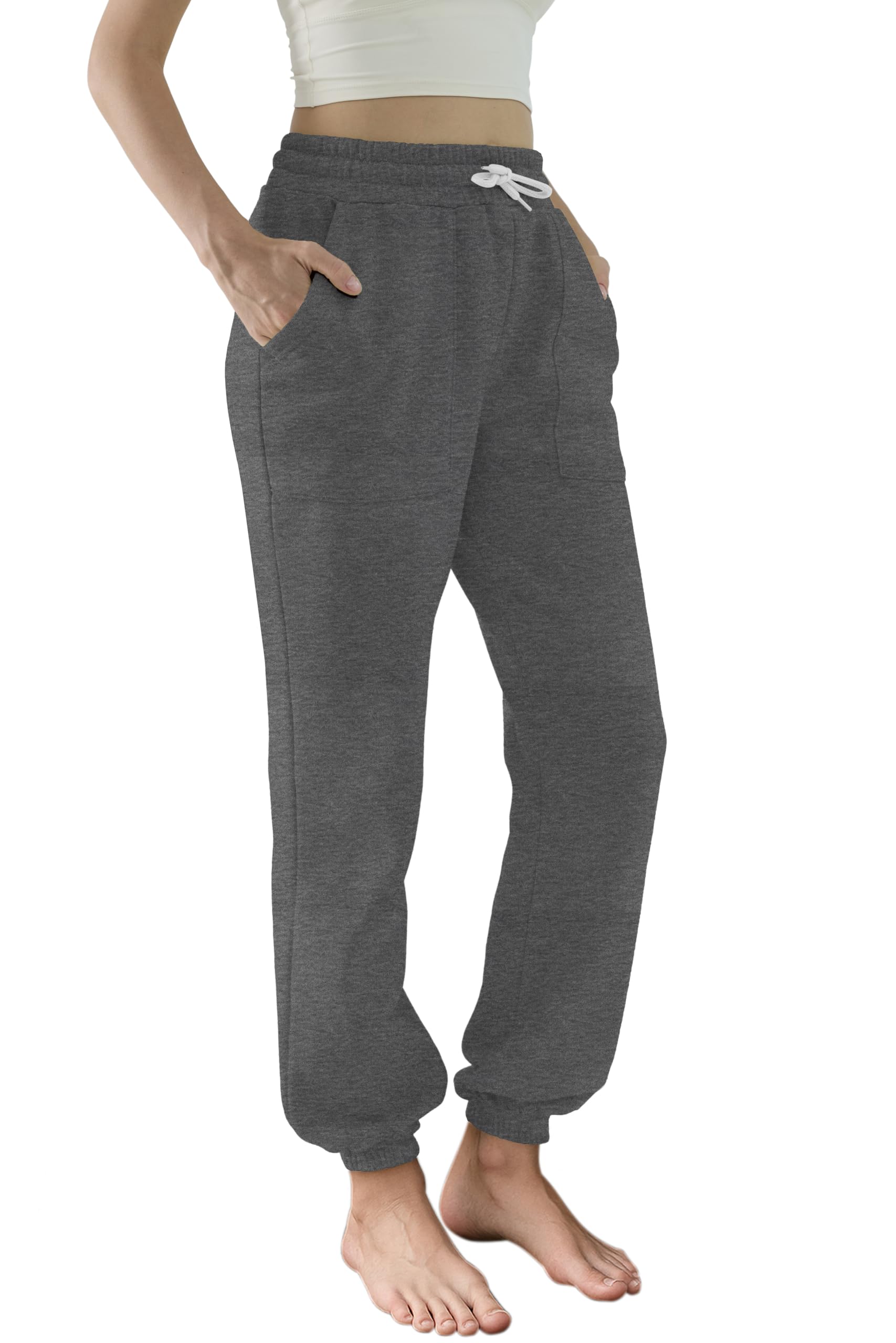 DITOK Baggy Sweatpants for Women High Waisted Soft Fleece Lining Sweatpants with Pockets Y2K Joggers Lounge Campus Outfits