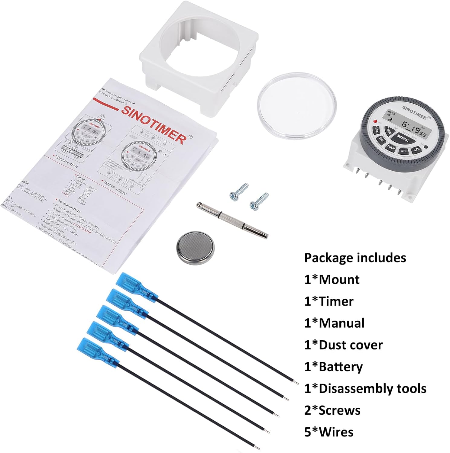 Contents of the SINOTIMER Timer Switch package