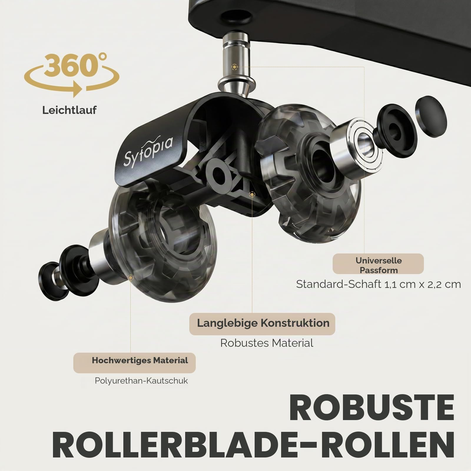 Sytopia Bürostuhl Rollen 11x22MM, Bürostuhlrollen 5er-Set (Matte Black)
