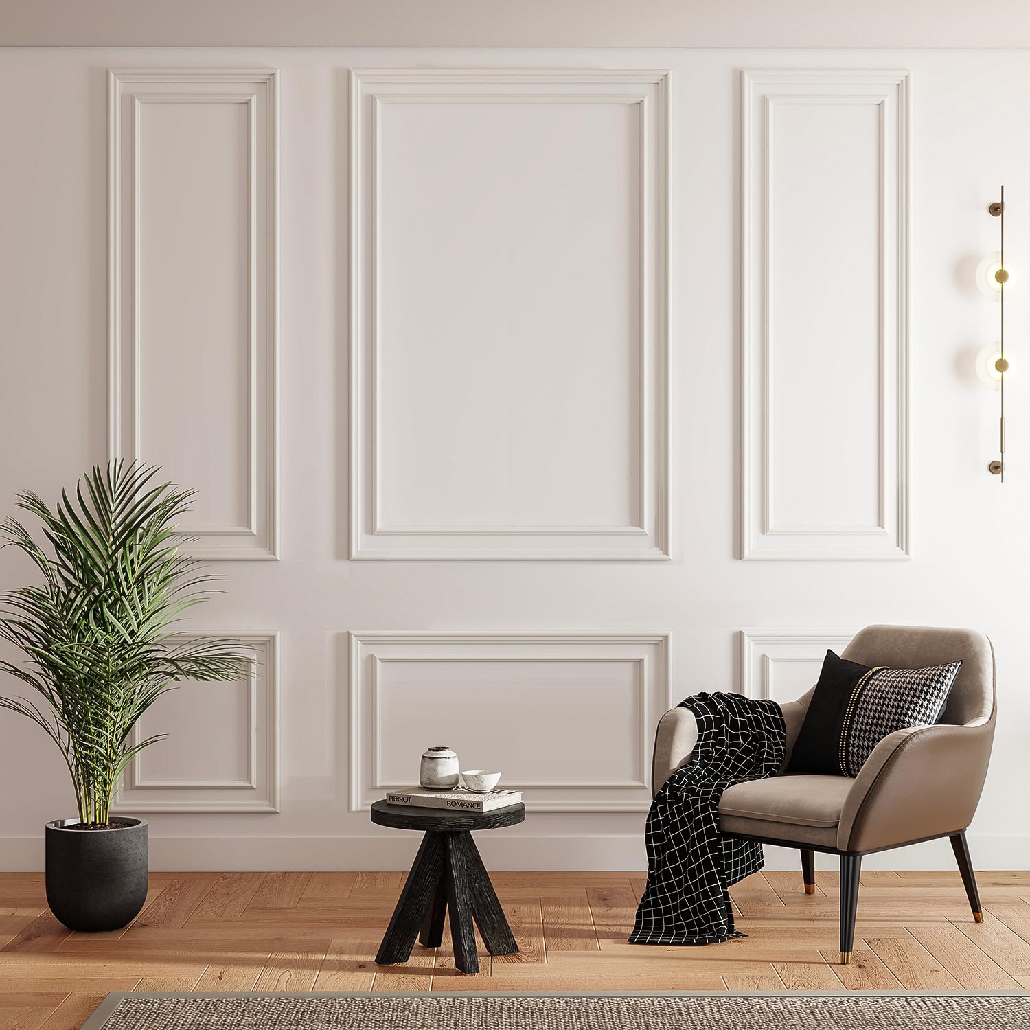 JBER Peel and Stick Wall Molding Kit, 6 Pre-Cut Bilinear Frame Panels