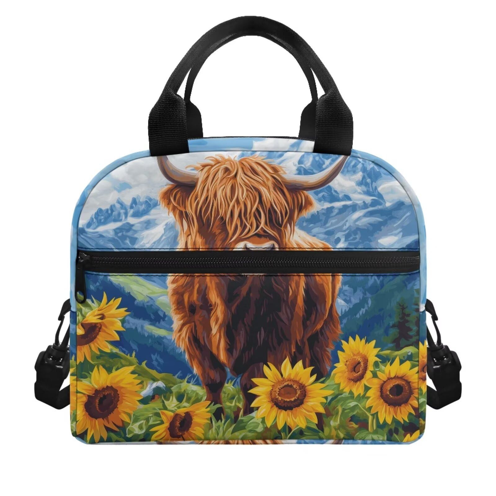 POLERO Highland Cow Lunch Bag for Girls Small Lunch Box Insulated Cool Bag Back to School Lunchboxes