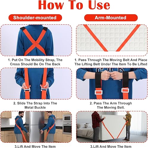 Miniatura 7 de Correas móviles para muebles, sistema de elevación y movimiento para 2 personas, correas de elevación en movimiento, correa de seguridad ajustable
