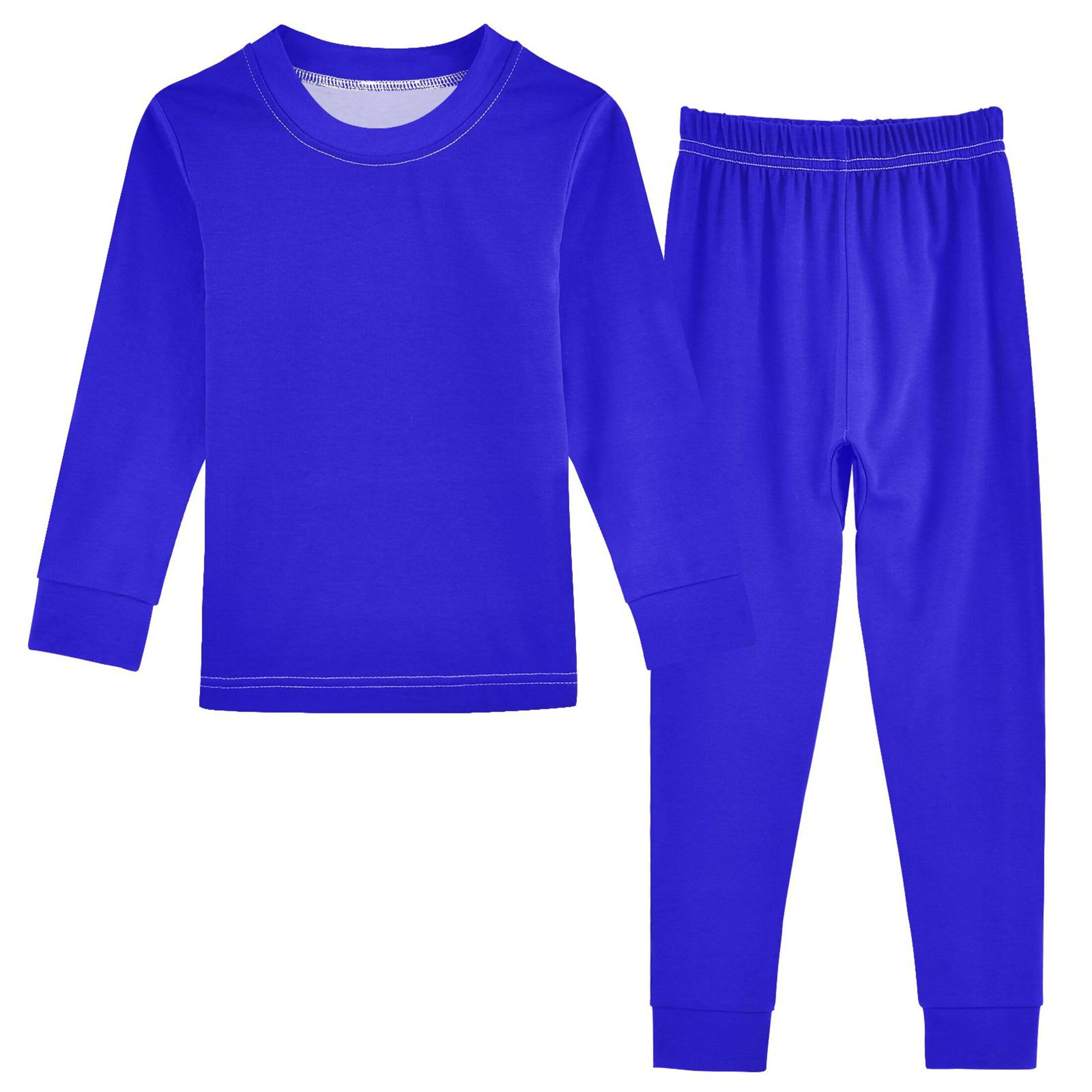 Royal Blue Long Sleeve Pajamas Set Sleepwear Jammies 2pcs Set Pjs Royal Blue 01