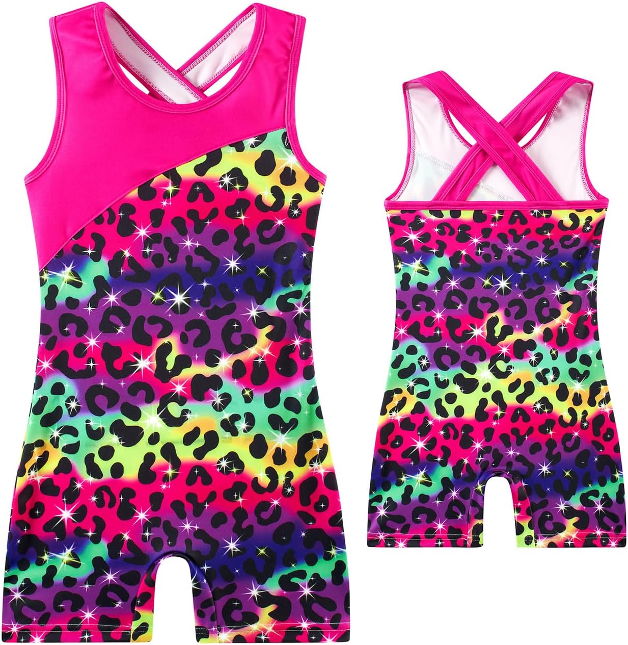 Idgreatim Girls Gymnastics Leotard, Cross Back Biketard 4-10Y