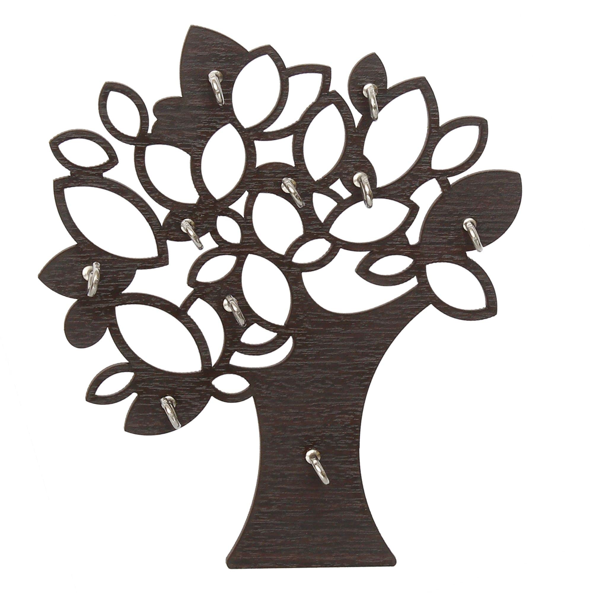 SHREE RAM IMPEX Wooden Key Holder for Wall Tree Shape Key Holders Wall Mount Entryway Key Rack Beautiful Key Hooks for Wall Décor Living Room Kitchen and Office 10 Hooks 8.27 x 7.09 x 1.18 inches