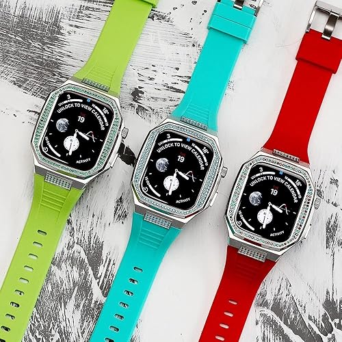 Miniatura 2 de MAALYA Kit de modificación de acero para Apple Watch Band 8 7 1732in 1772in metal de diamante para iWatch Series 8 7 6 SE 5 4 1614in 1575in color