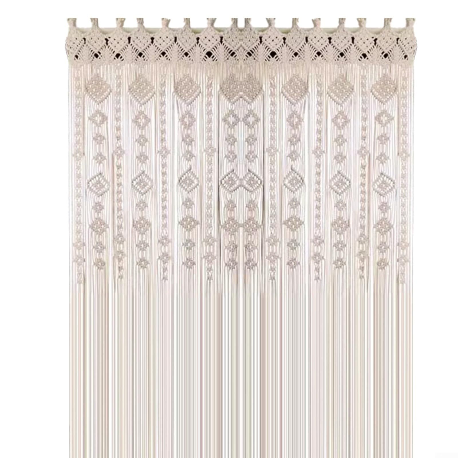 Tenda da porta in tessuto bohémien, 85 x 200 cm, in pizzo di cotone, da appendere alla parete, per matrimoni, finestre, archi, divisori, decorazione per la casa (110 x 200 cm)
