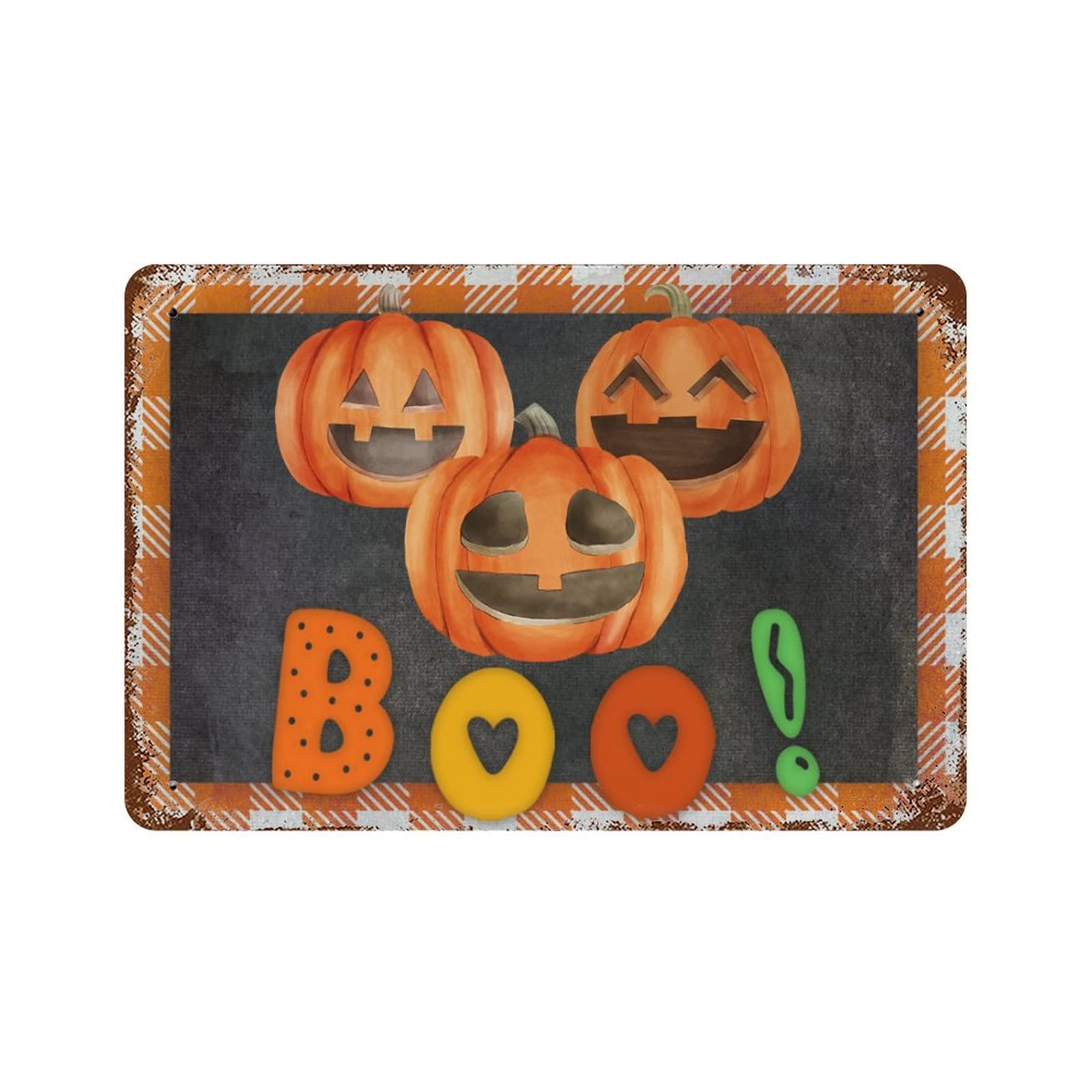 Panneau Halloween Citrouille Boo en métal pour décorer le porche de maison