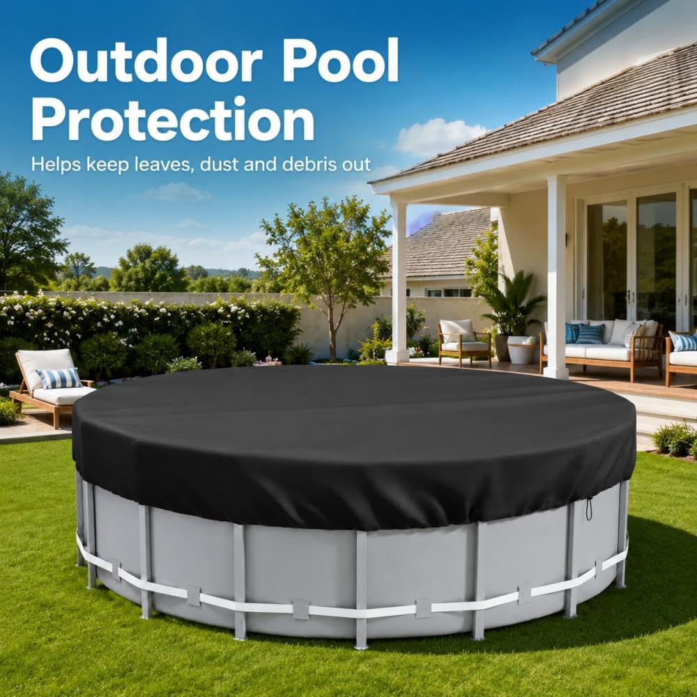 Cobertor para Piscinas para Bestway Steel Pro MAX with Canopy | Cubierta de Piscina Cobertor Redonda Piscinas Desmontables Cubierta Lona Invierno Verano UV-Resistente Impermeable Protector