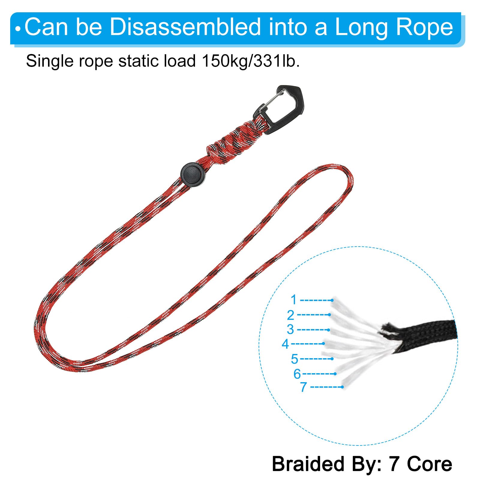 PATIKIL Badge Lanyard 18.8 Inch, Necklace Keychain Cord Metal Clasp Hook Ring Strap for Keys Whistle ID Card Badge Holder Camo Red - Image 3