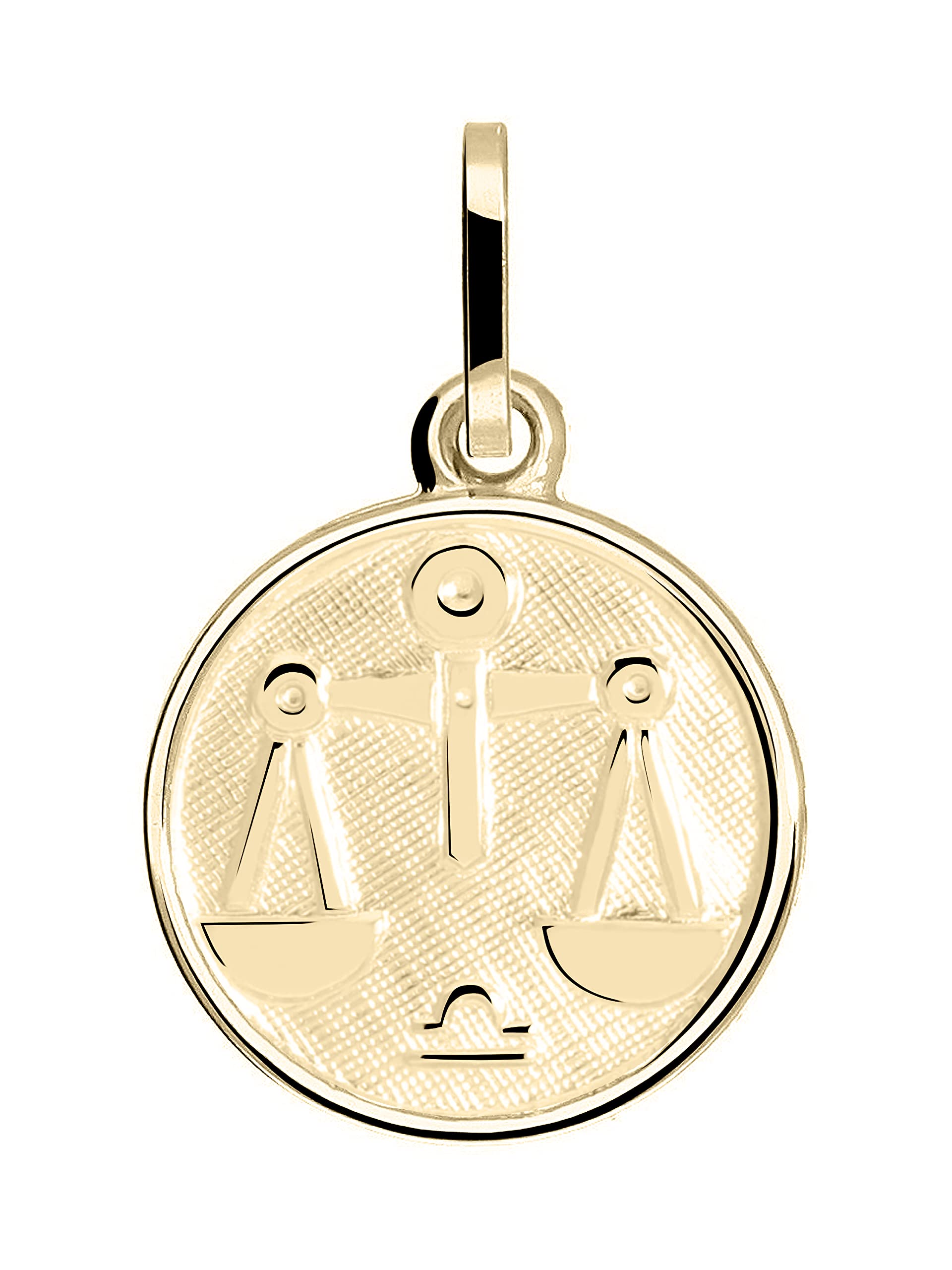 My Gold Pendentif Signe du Zodiaque Balance (Sans Chaîne) Or Jaune Or Véritable 333 (8 Carats) Ø 12mm Rond Signe du Zodiaque Rond A-06017-G303-Waa