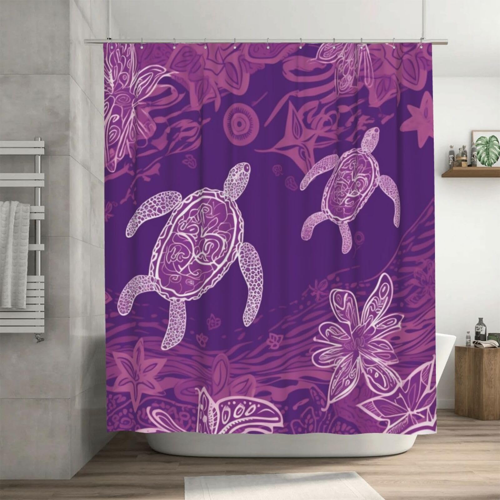 Rideau de douche imperméable anti-éclaboussures 12 crochets