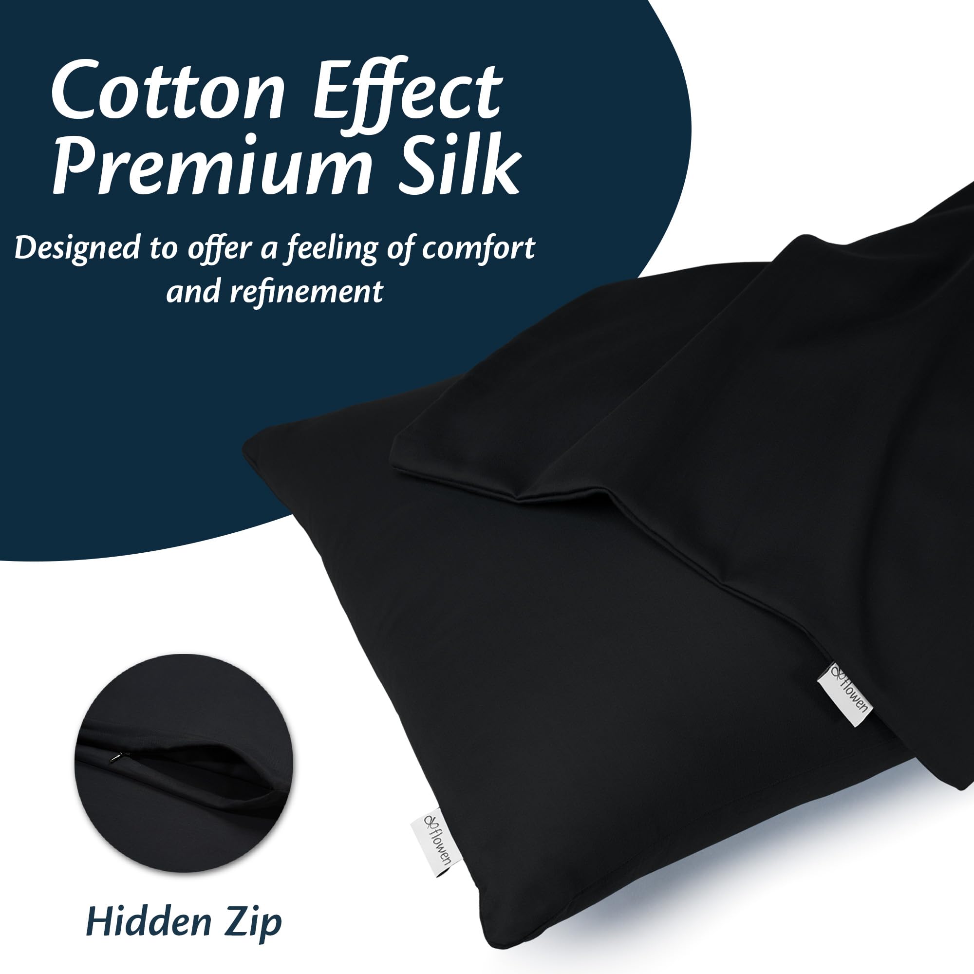 Flowen Federe Cuscini Divano 50x50 Set da 2 Copricuscini Decorativi 100% Cotone Effetto Seta Tessuto Morbido Anallergico Antiacaro e Traspirante Fodere Quadrate per Arredo Moderno Letto e Sedia