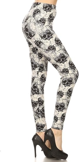Leggings Depot Women's High Waisted Skull & Halloween Print Leggings