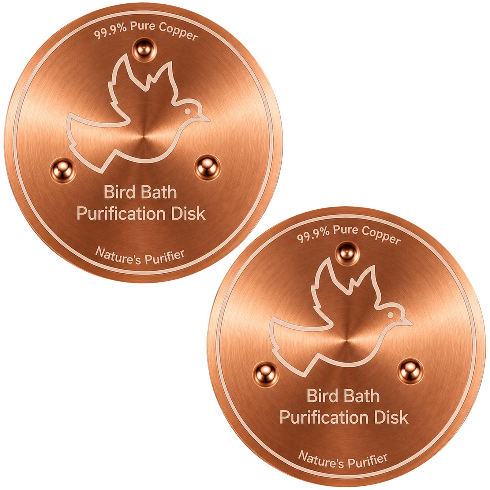 2PCS Bird Bath Copper Disk 99.9% Pure Copper Bird Bath Purification Disk