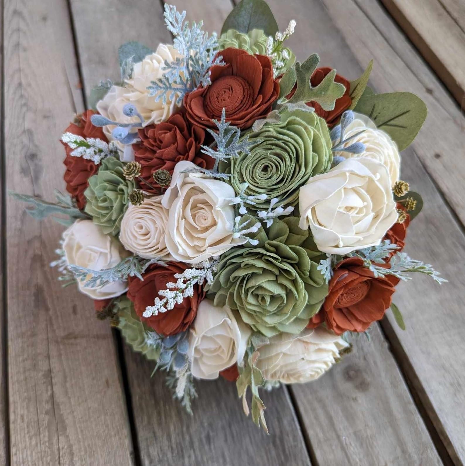 Centre de Table de Noël avec orchidées, Bouquet de Mariage d'automne et d'hiver, Fleurs artificielles Couleur Rouille pour la décoration intérieure (25 cm), Magnifique Tournesol Artificiel
