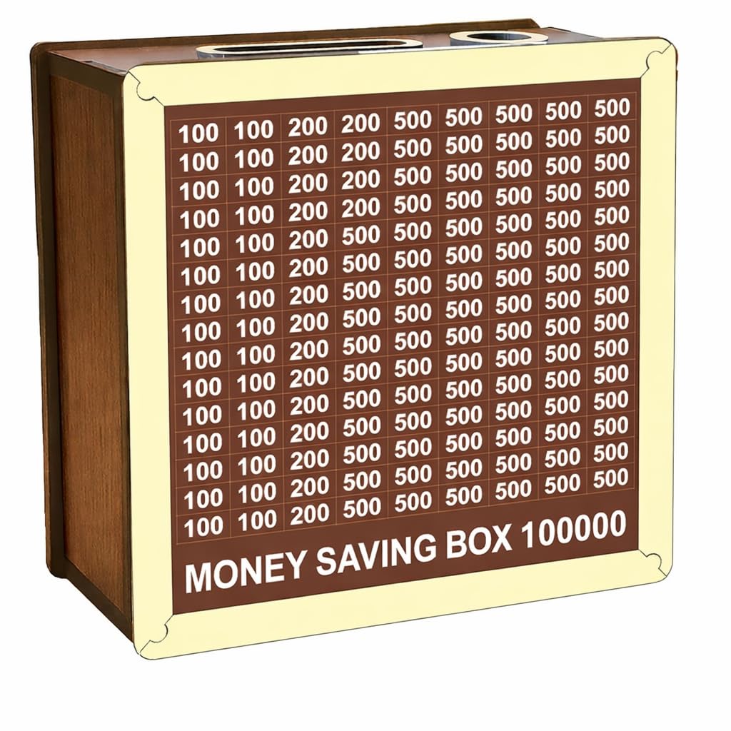 Hub Money Saving Box for Kids and Adults | Wooden Money Bank with Lock | Big Size Piggy Bank 2 Lakh Target | 1 Lakh Saving Box with Numbers | Undiyal Hundi Pig (Money Bank New 1)-image-28